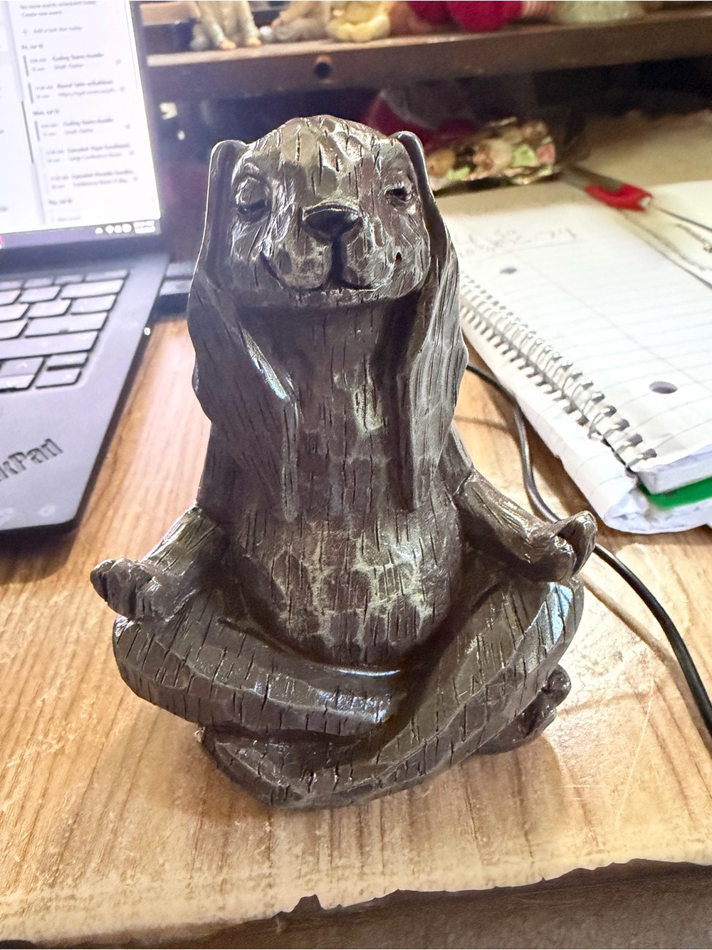 Small Meditating Bunny  Resin Figurine - Brown